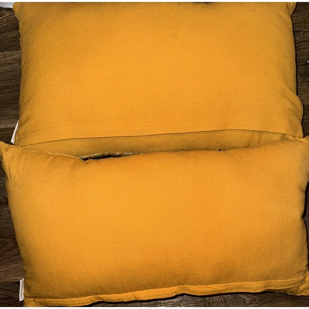Autumn Hill 2 Throw Pillows Sunflower Decorative Rectangle Fall Gold Velvet Flaw